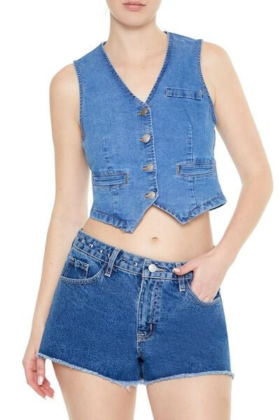 Denim Button-Up Crop Top | Forever 21