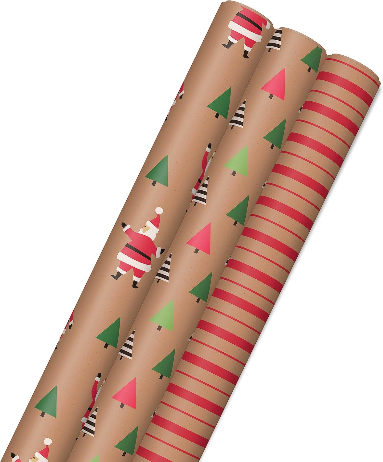 Hallmark Christmas Wrapping Paper Rolls, Brown Kraft Holiday Gift Wrap (Pack of 3: 90 sq. ft. ttl... | Amazon (US)