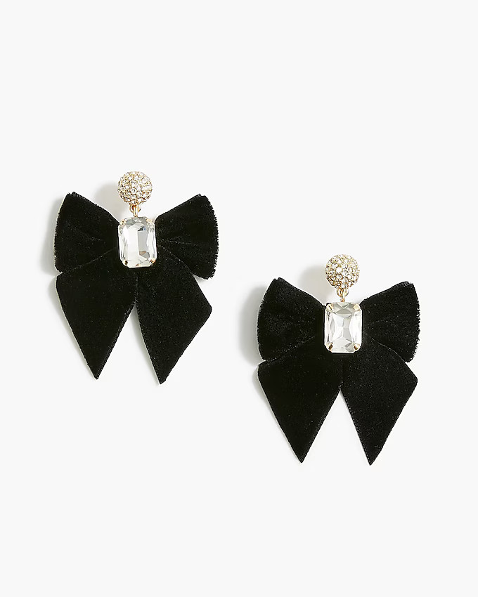 Velvet bow crystal statement earrings | J.Crew Factory