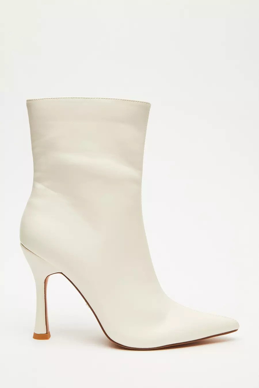 Cream Faux Leather Ankle Boots | Quiz Clothing