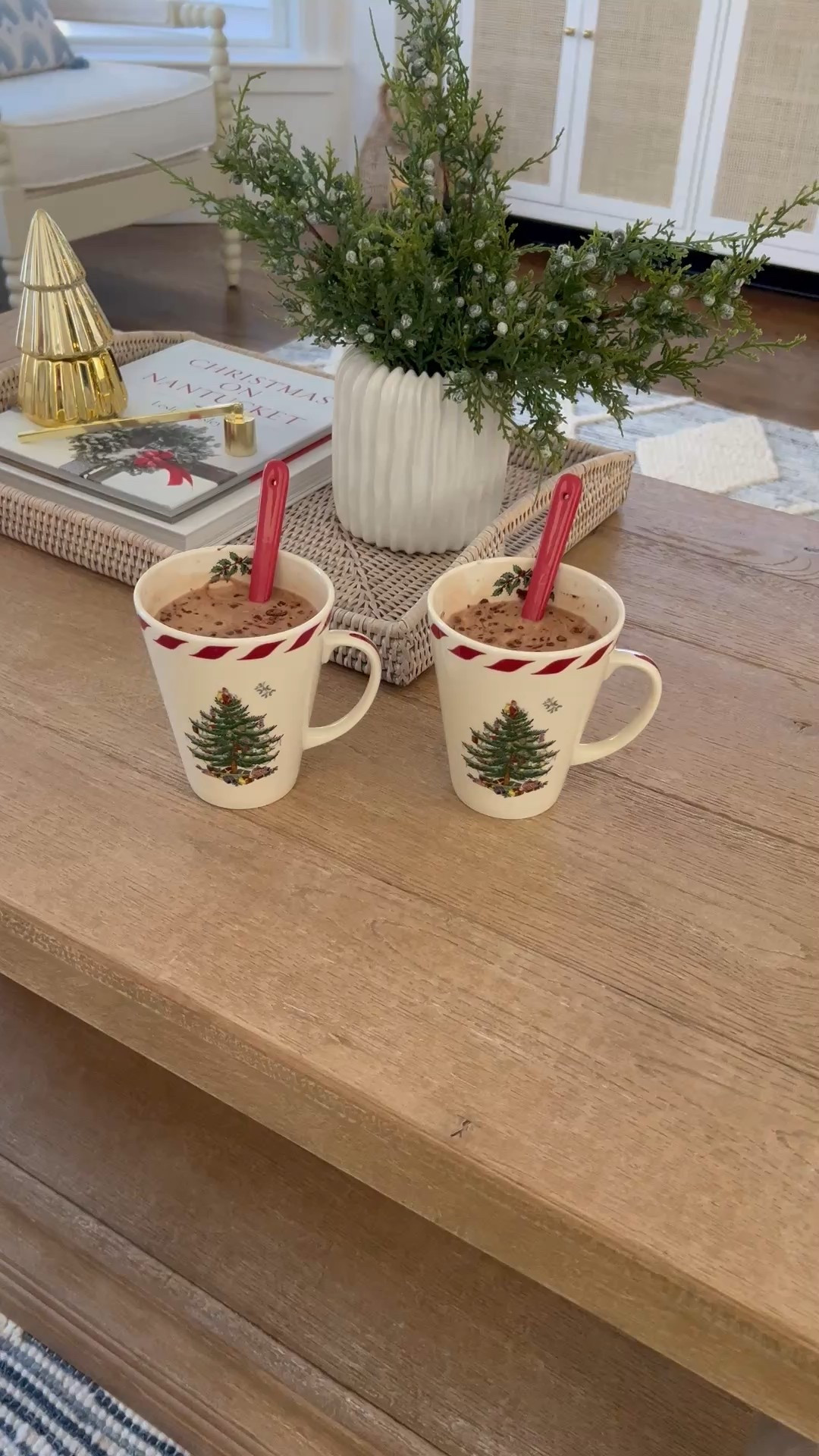 The prettiest Spode mugs for hot chocolate and coffee! The set comes with these spoons too!
-
Coastal christmas decor, coastal holiday decor, living room decor, coastal home decor, coastal decor, coastal style, greenery, juniper stems with berries, white vases, christmas coffee table decor, living room furniture, classic christmas decor, christmas living room decor, holiday living room decor, christmas mugs, christmas dishes, family movie night, christmas glasses

#LTKSaleAlert #LTKHoliday #LTKHome