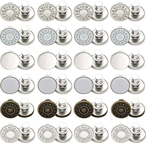 24 PCS Button Pins for Jeans, Pants Button Pins Instant Buttons Jean Button for Pants Fashion Jea... | Amazon (US)