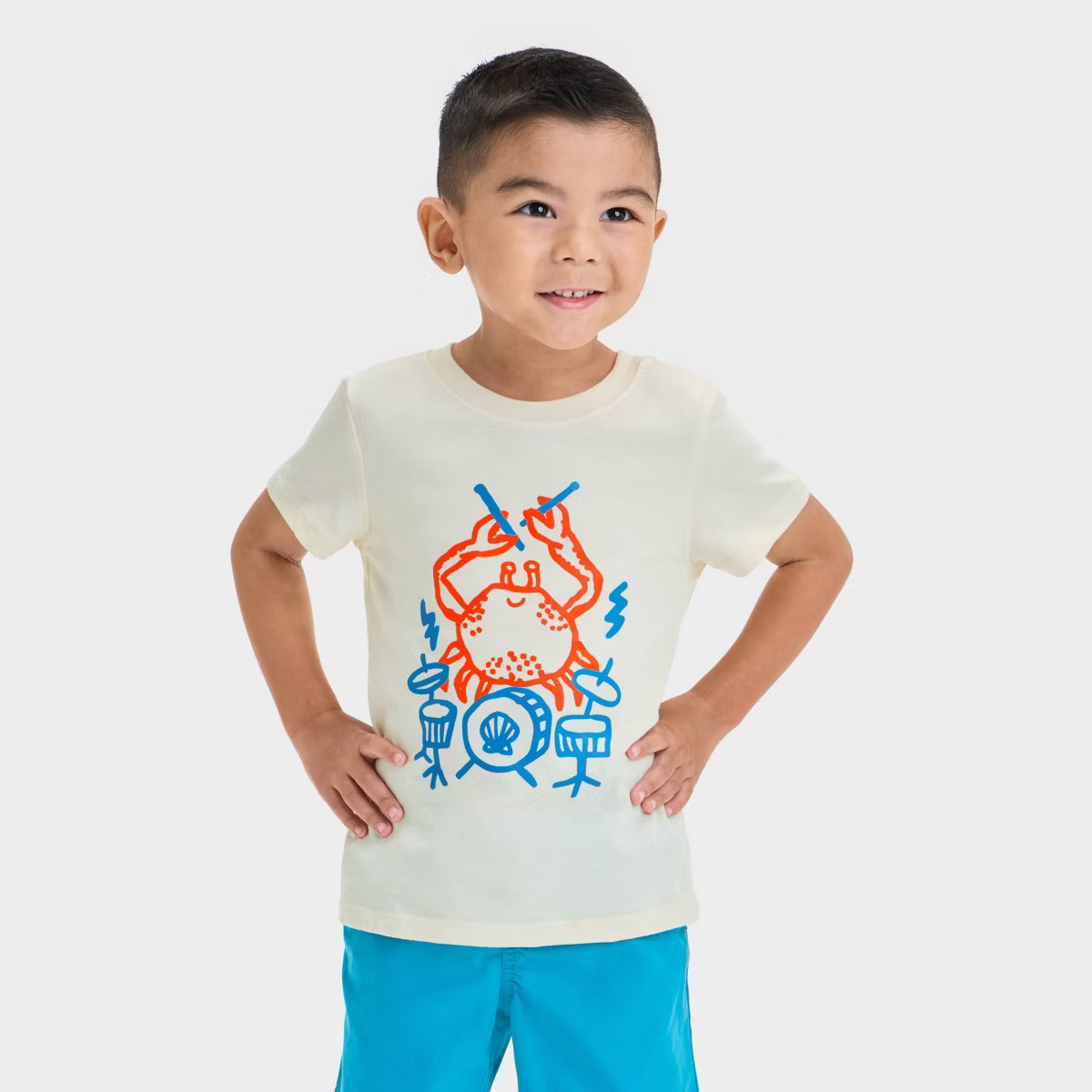 Toddler Boys' Short Sleeve Drummer Crab Graphic T-Shirt - Cat & Jack™ Beige | Target