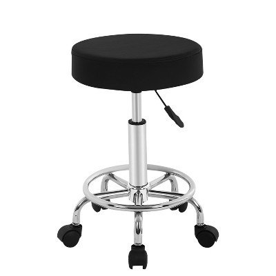 FDW Salon Chair Round Rolling Stool with Swivel Base Foot Rest PU Leather Cushion & Adjustable Height Spa Chair for Salon Tattoo Stool, Black | Target