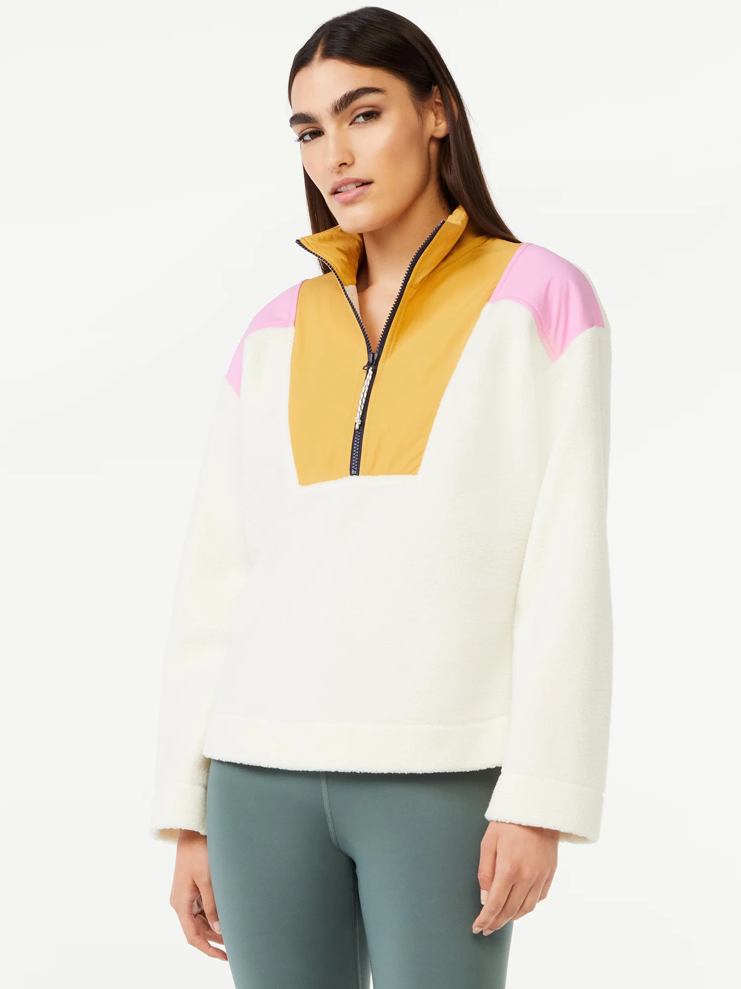 Free Assembly Women's Half Zip Mixy Popover | Walmart (US)