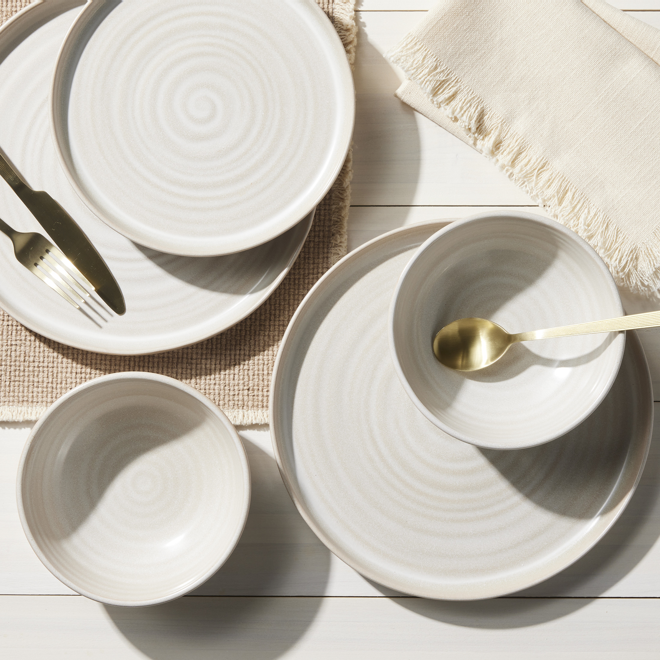 Better Homes & Gardens-Collins Cream Stoneware 12-Piece Dinnerware Set | Walmart (US)