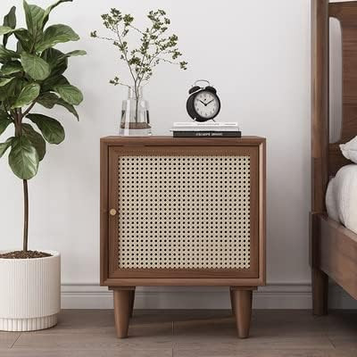 Nightstand Modern Night Stand Nordic Wood Bedside Table Bedroom Simple Bedside Storage Locker Hotel Small Bedside Table Bedside Table End Table (Color : Walnut Color) | Amazon (US)