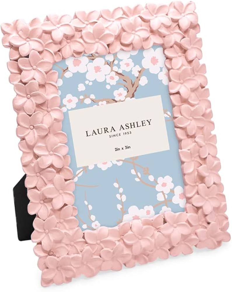 Laura Ashley 2x3 Pink Flower Textured Hand-Crafted Resin Picture Frame w/Easel & Hook for Tableto... | Amazon (US)