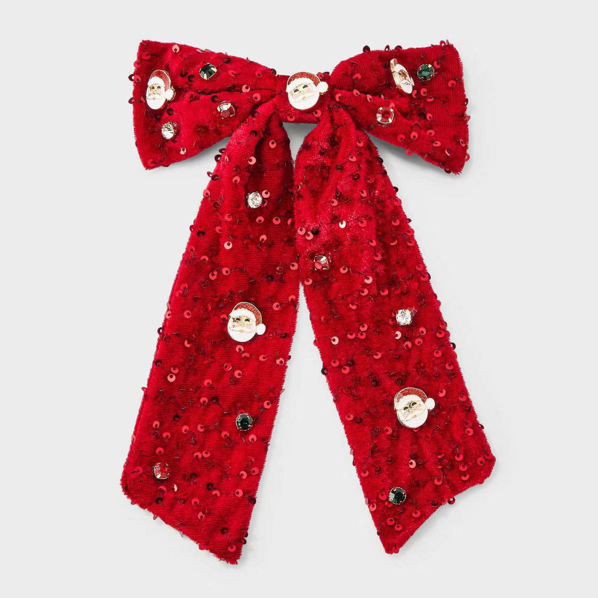 Christmas Santa Charm Bow Hair Clip - Red Sequin | Target