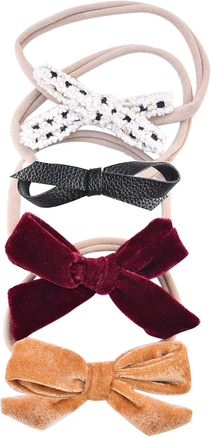 California Tot Bow Soft & Stretchy Nylon Headbands From Newborn to Girls, Mixed Set of 4 or 7 | Amazon (US)