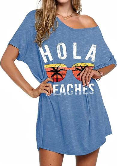 AI'MAGE Swimsuit Cover Up Women's Beach Dress Plus Size Bathing Suit Coverup Casual T Shirt Dress... | Amazon (US)