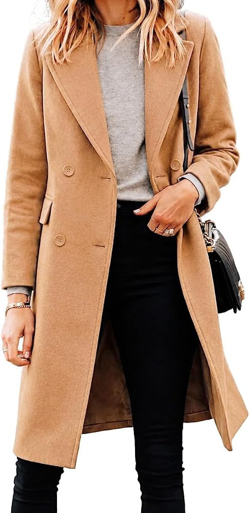 IDEALSANXUN Womens Double Breasted Wool Coats Fall Winter Dressy Jackets | Amazon (US)