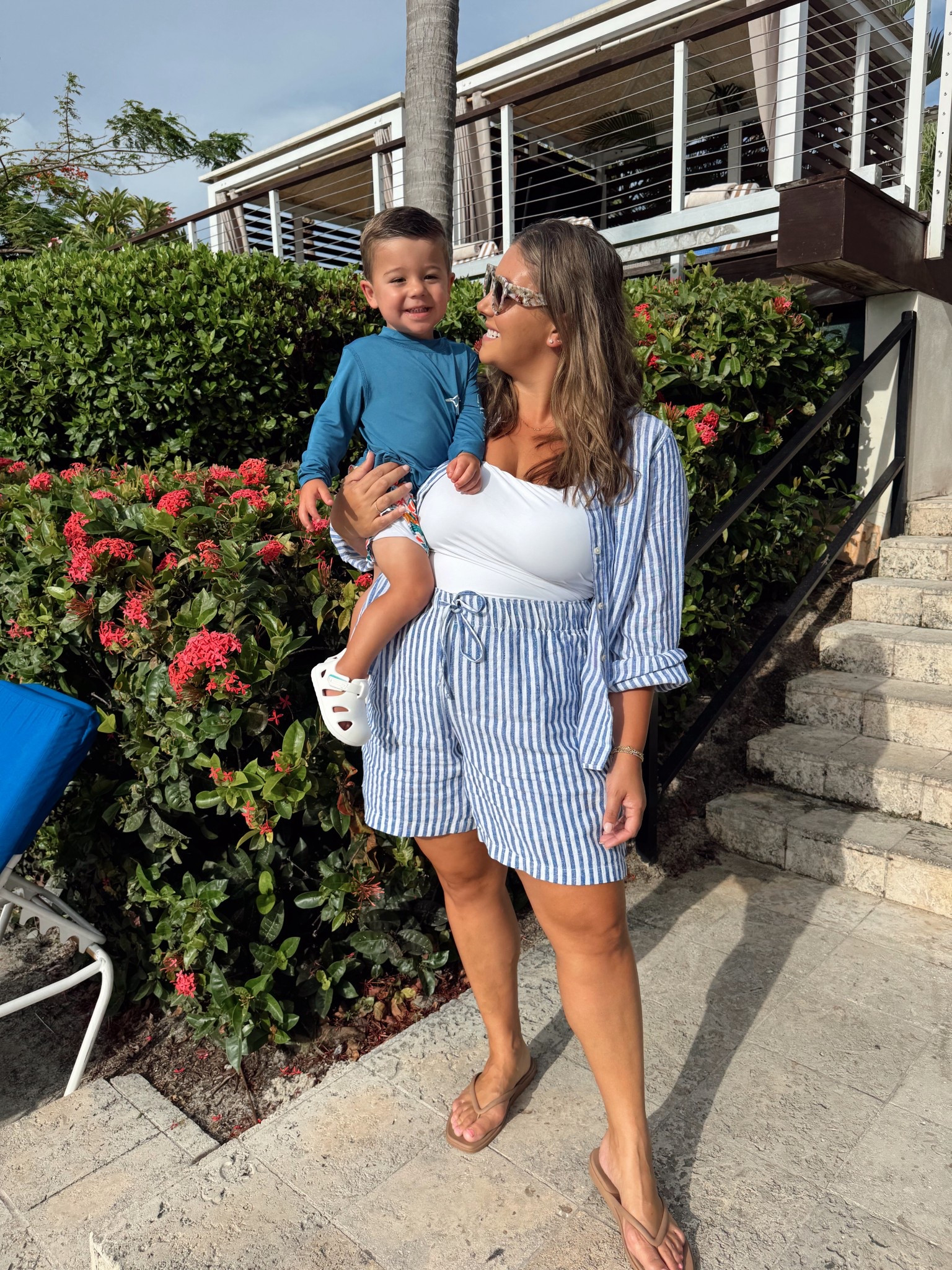 Vacation morning outfits ☀️ I’m wearing 1X in striped top & shorts, 16 in swimsuit. Use CARALYNM at Cakes Body. 

#LTKPlusSize #LTKSwim #LTKStyleTip