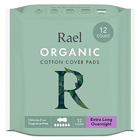 Rael Organic Cotton Pads - Extra Long Overnight Size Heavy Absorbency Unscented Ultra Thin Pads Wome | Walmart (US)