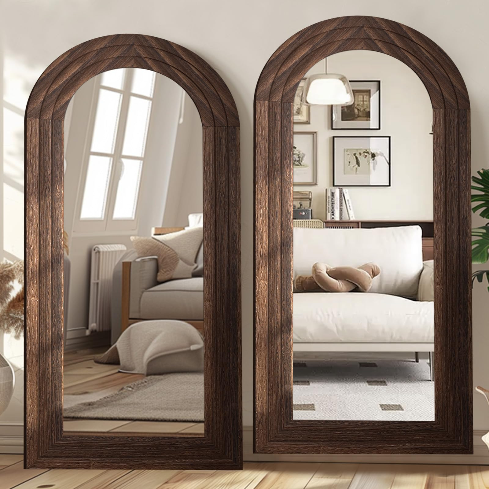 Arched Full Length Mirror with Solid Wood Frame, 71x32 Farmhouse Wall Mounted Floor Mirror with S... | Amazon (US)