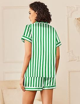 Ekouaer Womens Silk Satin Pajama Sets 2 Piece Short Sleeve Sleepwear Button Down Top and Shorts S... | Amazon (US)