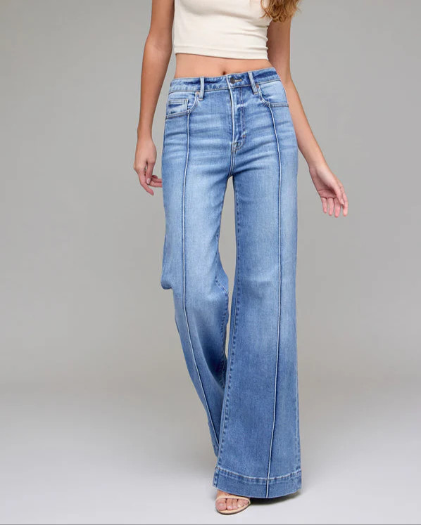 [HAPPI] Medium Light Pintuck 33" Inseam Flare | Care Tucker