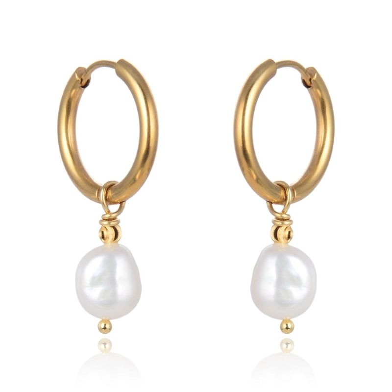 Fancy Hoop Pearl Earrings | Wolf and Badger (Global excl. US)