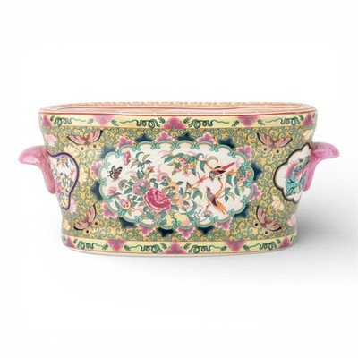 Porcelain Chinese FAMILLE ROSE large oval footbath planter | eBay US