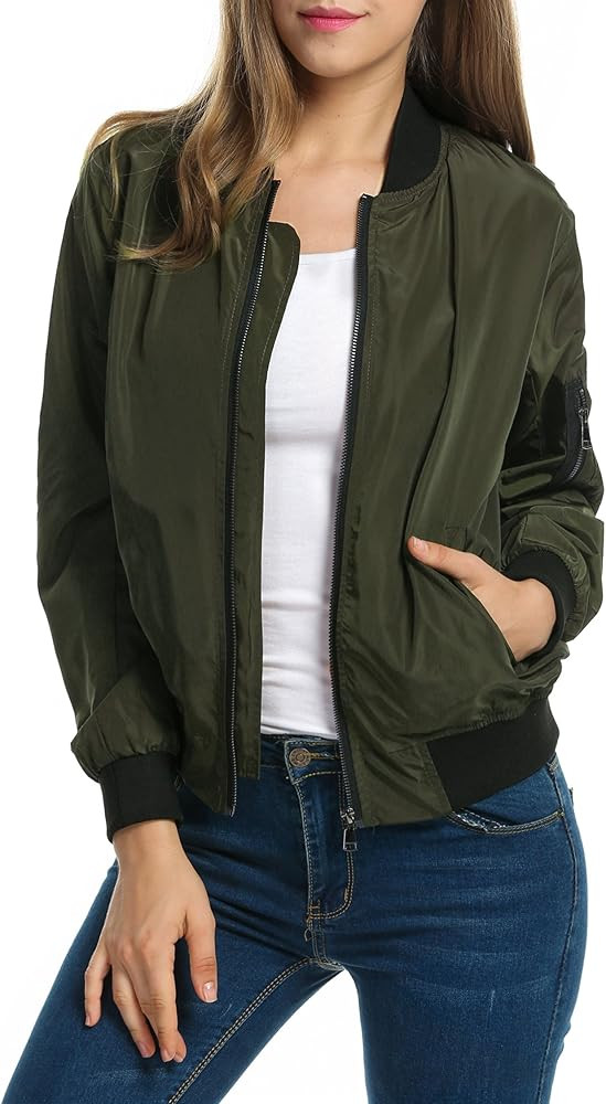 Zeagoo Womens Bomber Jacket Spring Casual Jackets Lightweight Zip Up Jacket Coat Windbreaker Outw... | Amazon (US)