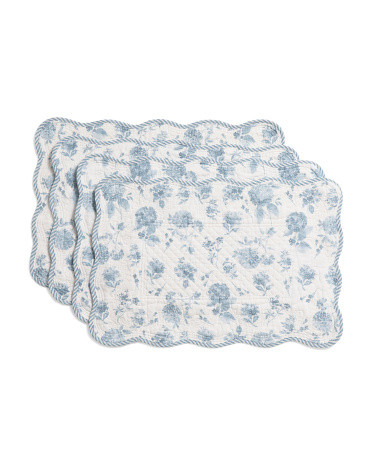Set Of 4 Blue Hydrangea Reversible Placemats | TJ Maxx