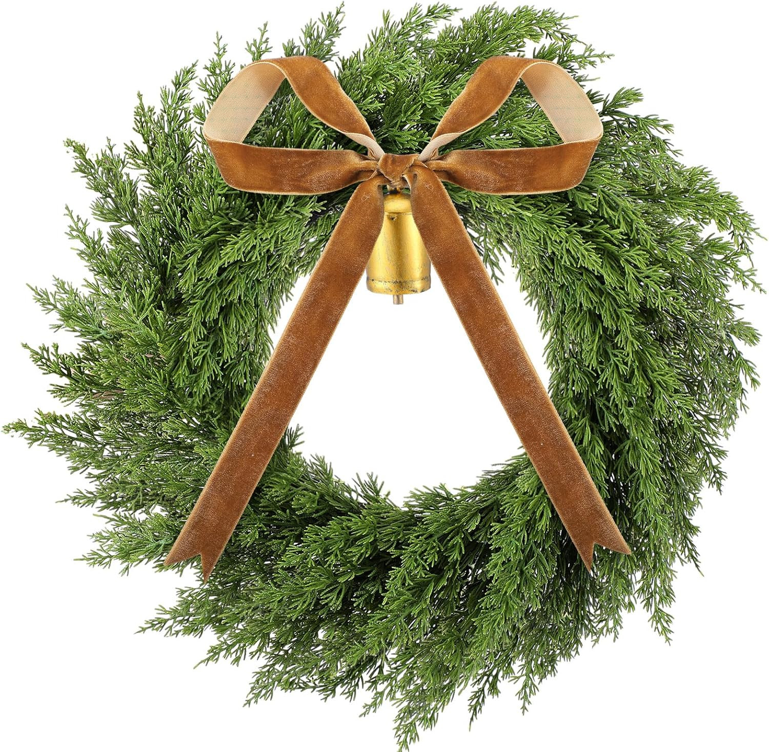 Dingion 20 Inch Cedar Wreath Faux Cedar Christmas Wreath Realistic Christmas Outdoor Wreath with ... | Amazon (US)