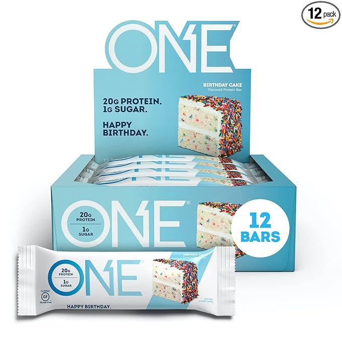 ONE Protein Bars, Birthday Cake, Gluten Free Protein Bars with 20g Protein and only 1g Sugar, Gui... | Amazon (US)