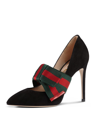 Suede Web Mary Jane Pump, Black | Bergdorf Goodman