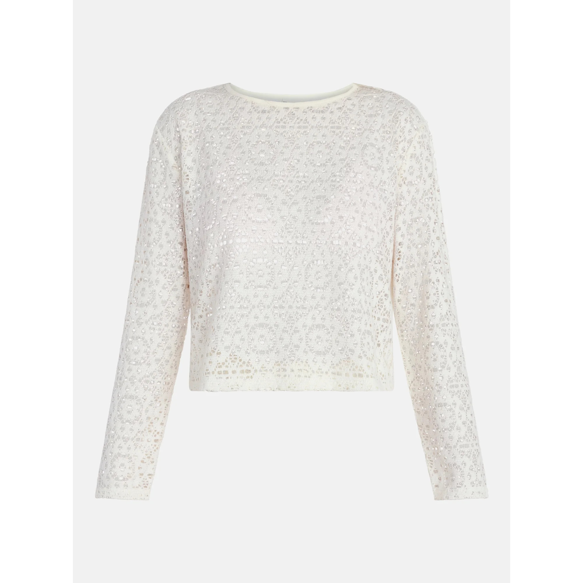 No Boundaries Crochet Coverup Top with Long Sleeves, Women's XXS-XXL | Walmart (US)