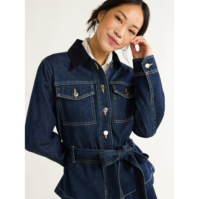 Free Assembly Women's Belted Cotton Utility Jacket, Sizes XS-XXL - Walmart.com | Walmart (US)