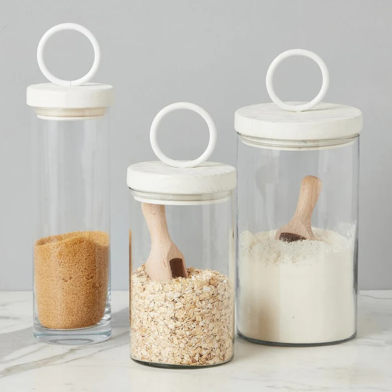 Etu Home Ring Handle Glass Canister Set of 3 | Paynes Gray Inc