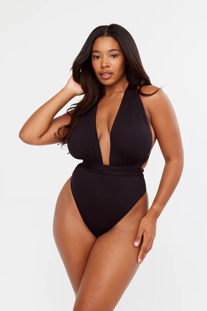 HAMPTONS PLUNGE NECK MULTIWAY SWIMSUIT - BLACK | TALA (UK)