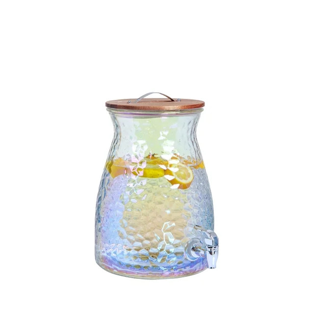 Better Homes & Gardens Hammered Luster Glass Beverage Dispenser, 2 Gallon Capacity - Walmart.com | Walmart (US)