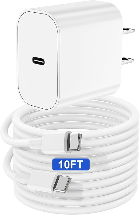 iPhone 17 16 15 Charger and 10ft Type C to C Cable Cord Long, 20W USB C Fast Wall Charging Block Plug Power Adapter Cube Brick for Apple iPhone 17 Pro Max/17 Air/16 Pro/16 Plus/15/15 Mini/iPad/Samsung | Amazon (US)