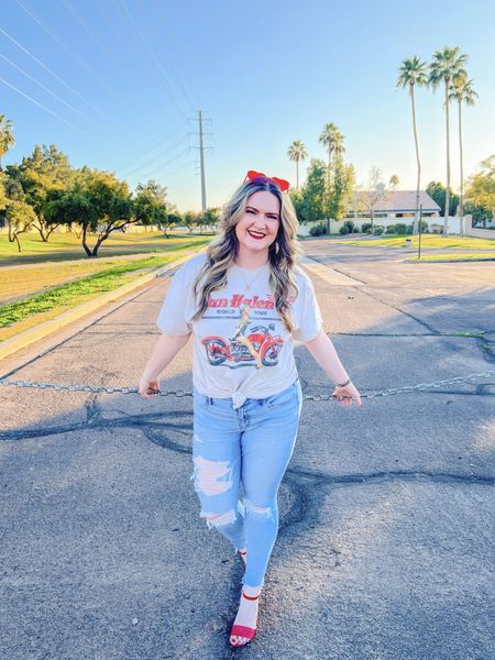 I’m still feeling the red from Valentine’s Day and these sunglasses from Amazon are perfect to wear all year round! Also, my exact band tee is no longer in stock but I’ve linked similar from Forever21 that is currently on sale for less than $20! 

#LTKsalealert #LTKmidsize #LTKstyletip