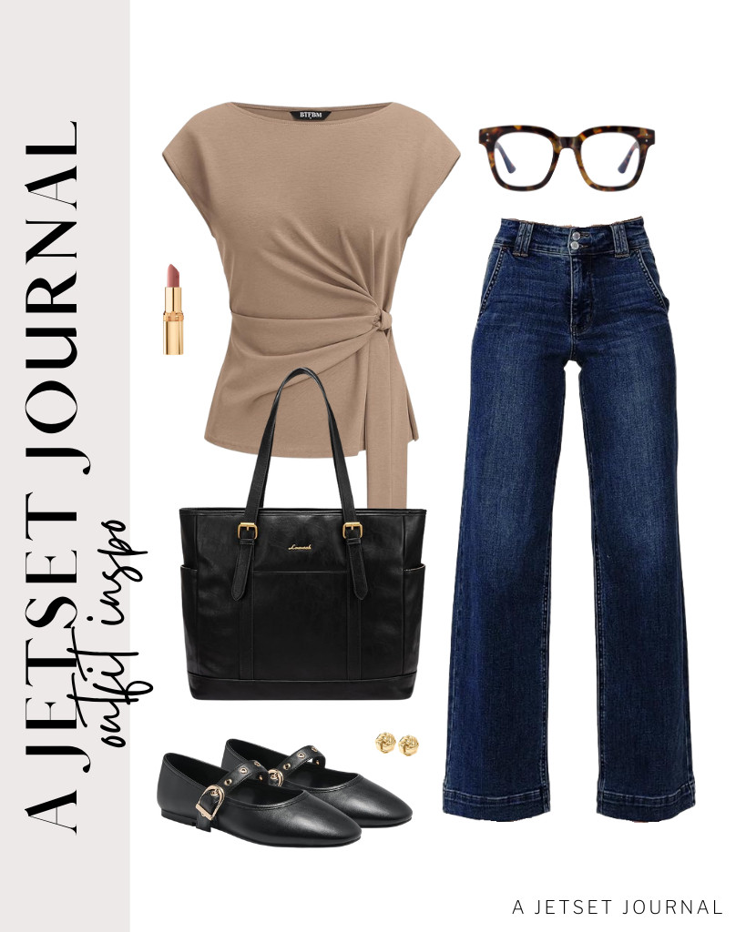 For running appointments, pair this khaki tie-waist blouse with high-rise jeans from Astylish, then wear these CouieCuies Mary Jane flats. LOVEVOOK’s laptop tote bag goes well with this look, too. To finish the fit, apply a fresh coat of this L'Oreal Paris lipstick (it’s currently receiving positive reviews!).

#LTKSeasonal #LTKSaleAlert #LTKTravel 

 