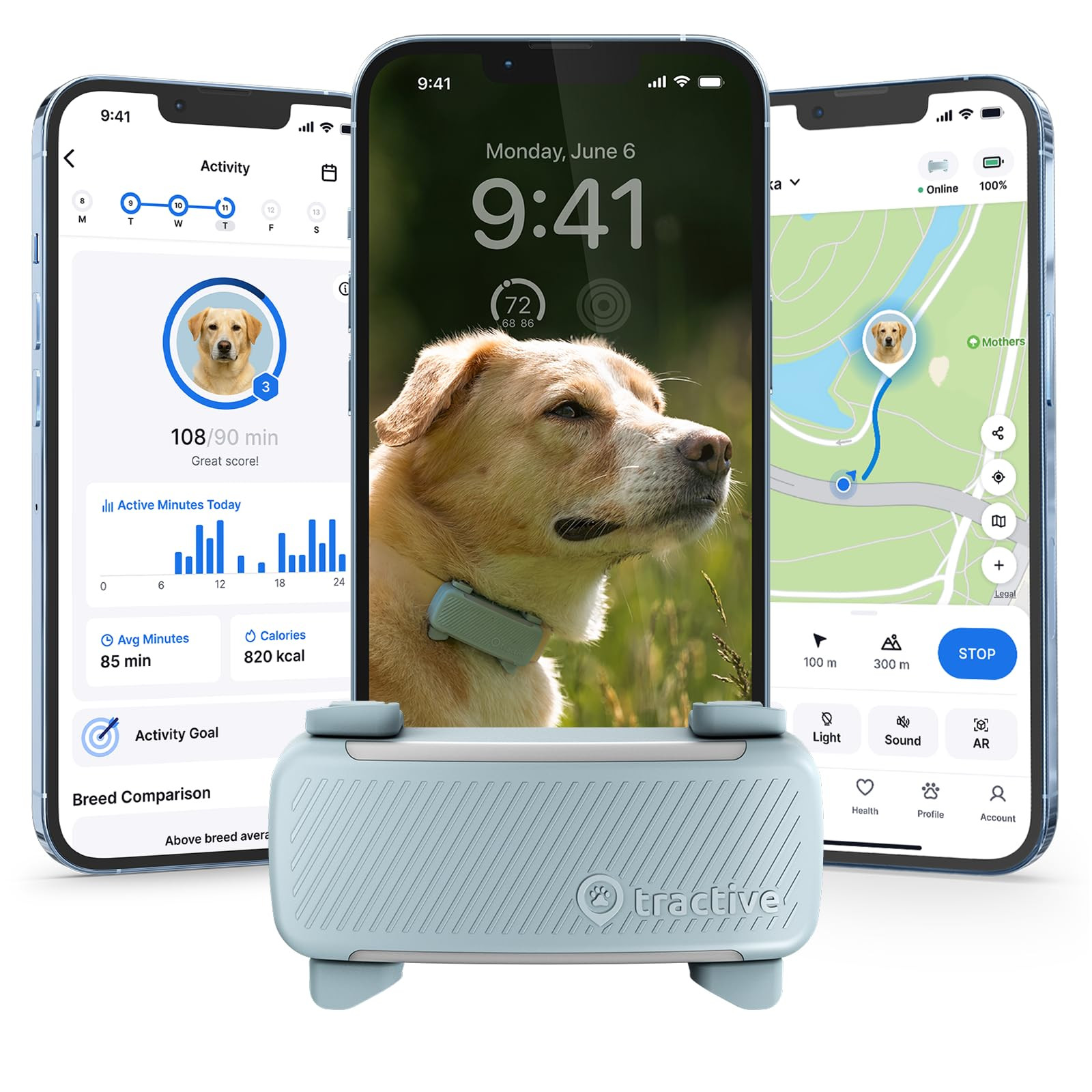 Tractive Smart Dog GPS Tracker | Live Pet Tracker with Virtual Fence | Vital Signs Monitoring of ... | Amazon (US)