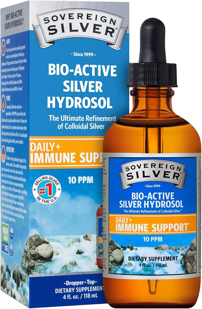 Sovereign Silver Immune Support - Colloidal Silver, Bio-Active Silver Hydrosol, 10 ppm, Liquid Dr... | Amazon (US)