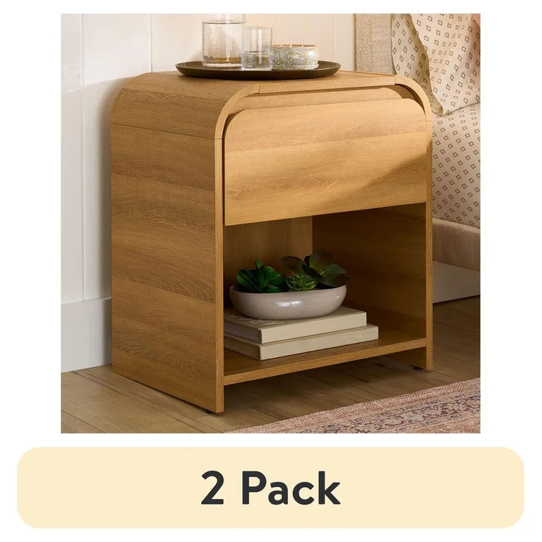 (2 pack) Better Homes & Gardens Juliet Nightstand with USB, Light Honey Finish - Walmart.com | Walmart (US)