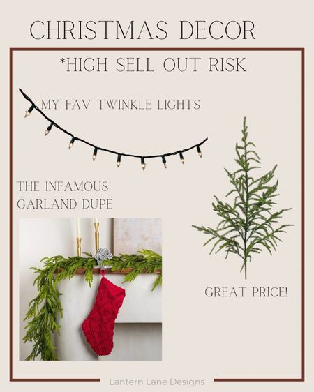 Christmas decor that will sell out quickly. I have all of these and they are my favorite Christmas decor, faux garland, afloral garland dupe, twinkle lights, faux pine branch, afloral dupe 

#LTKhome #LTKSeasonal #LTKHoliday