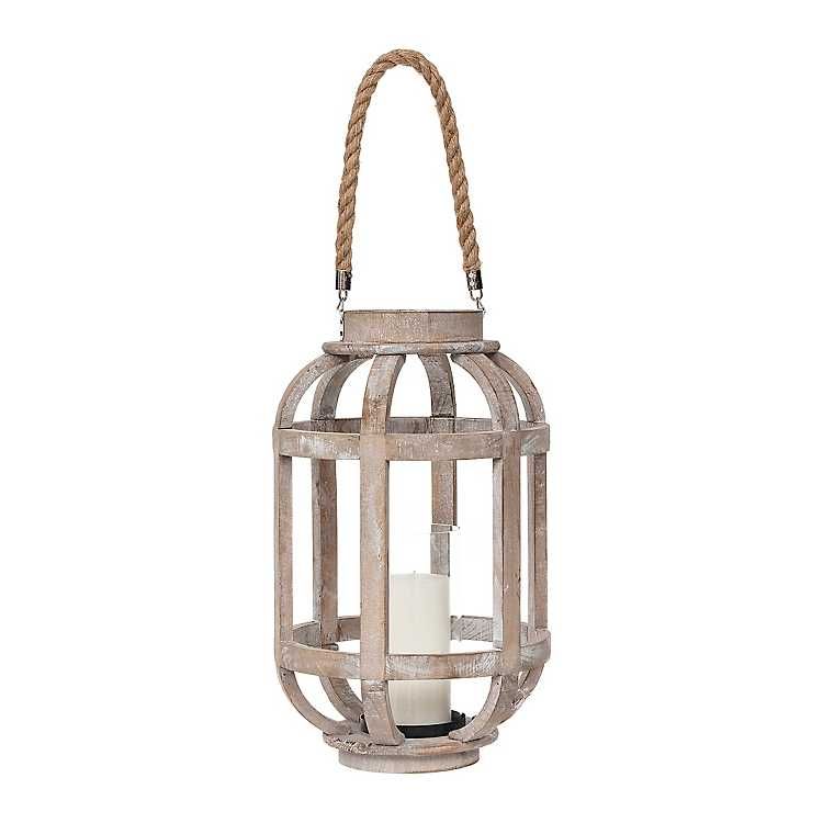 Natural Wood Lantern with Rope Handle | Kirkland's Home