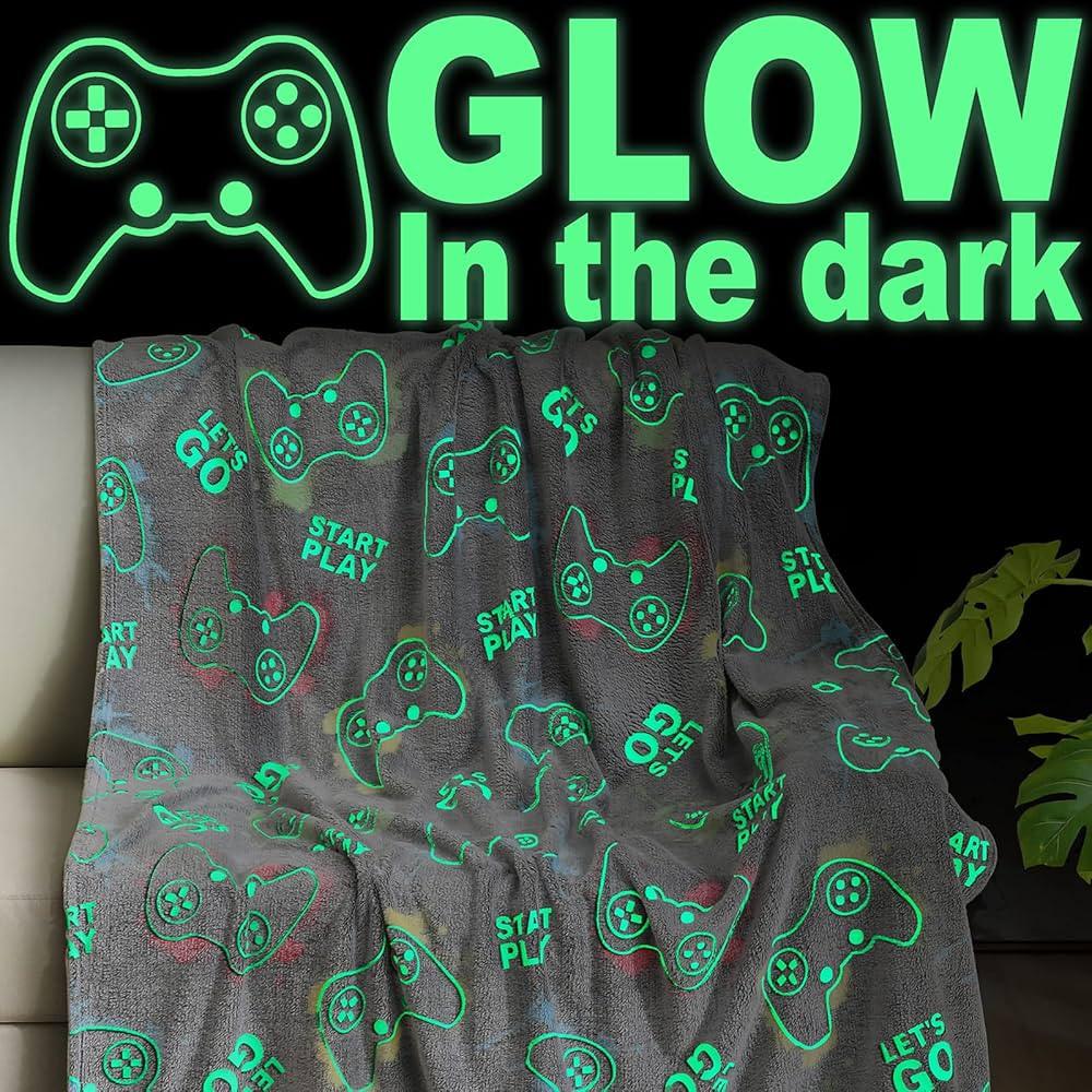 Jekeno Glow in The Dark Gaming Blanket Gamer Game Controller Throw Gift Toys for Kids Boys Teen S... | Amazon (US)
