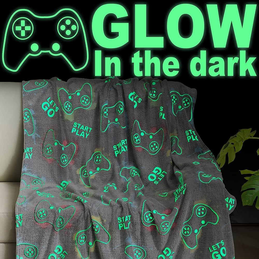 Jekeno Glow in The Dark Blanket Game Controller Throw Gamer Gift Toys for Kids Boys Teen Son Adul... | Amazon (US)