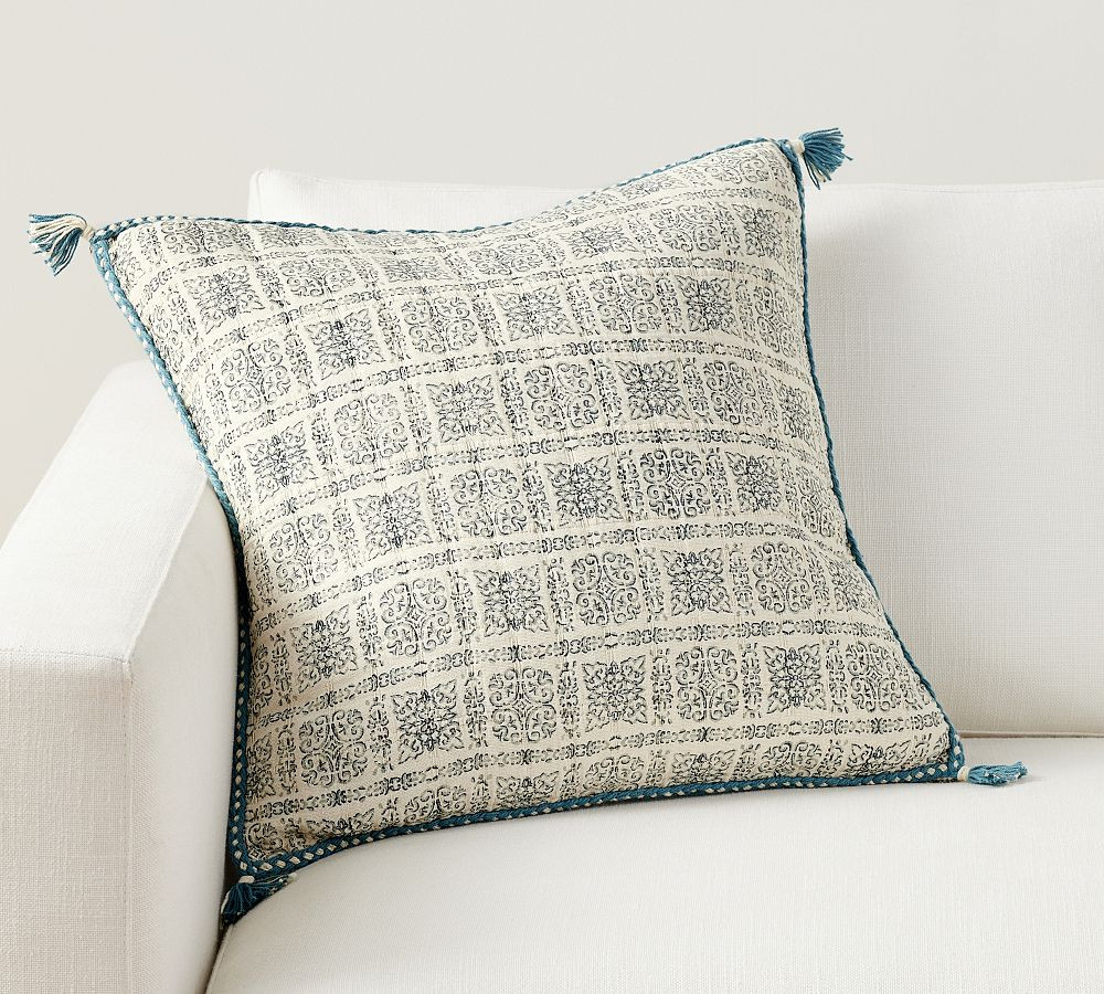 Jacquard Cotton Tassel Pillow | Pottery Barn (US)