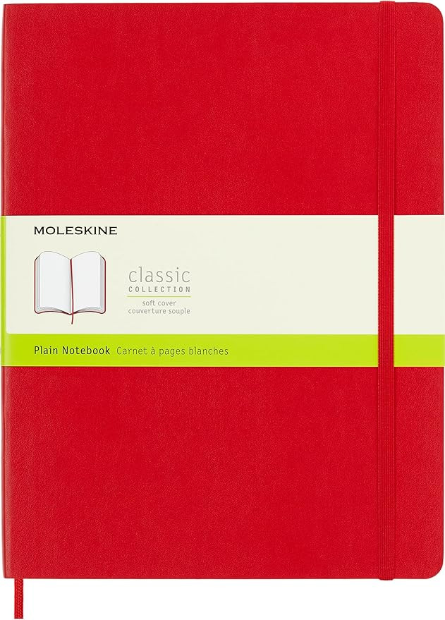Moleskine Classic Notebook, Soft Cover, XL (7.5" x 9.5") Plain/Blank, Scarlet Red, 192 Pages | Amazon (US)