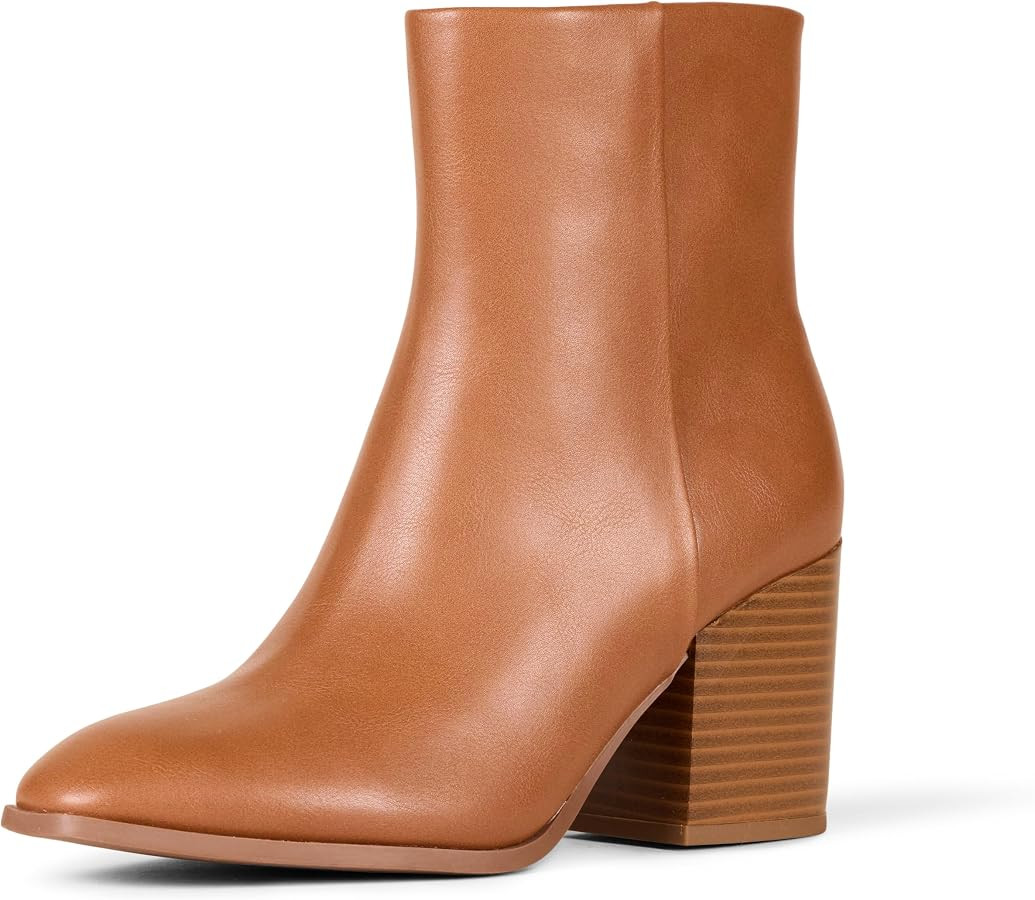 Amazon Essentials Women's Clean Stacked Heel Ankle Boots with Side Zipper, Memory Foam Insole, Fl... | Amazon (US)