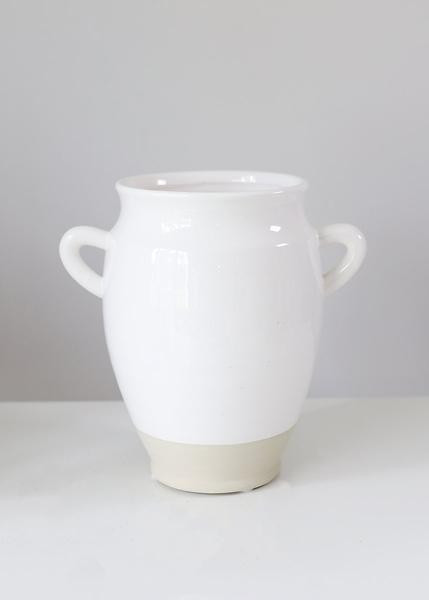 White Ceramic Farmhouse Urn Vase with Handles - 9.5" Tall | Afloral (US)