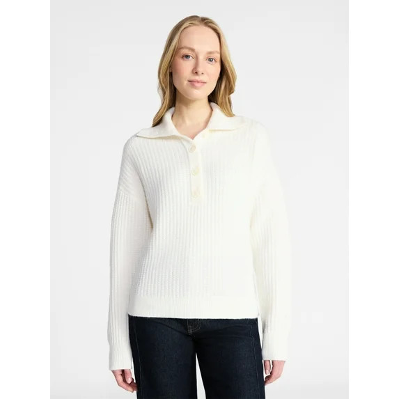 Time and Tru Women's Pullover Henley Sweater, Sizes XS-XXXL | Walmart (US)