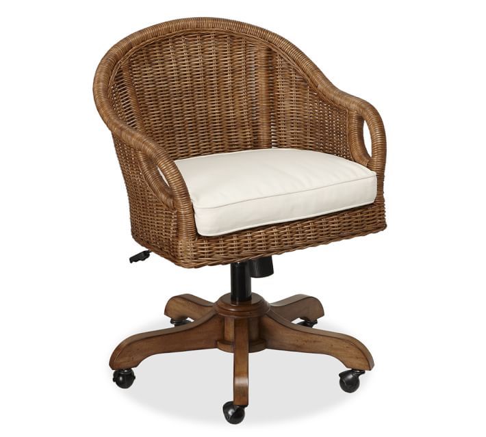 Wingate Rattan Swivel Desk Chair | Pottery Barn (US)