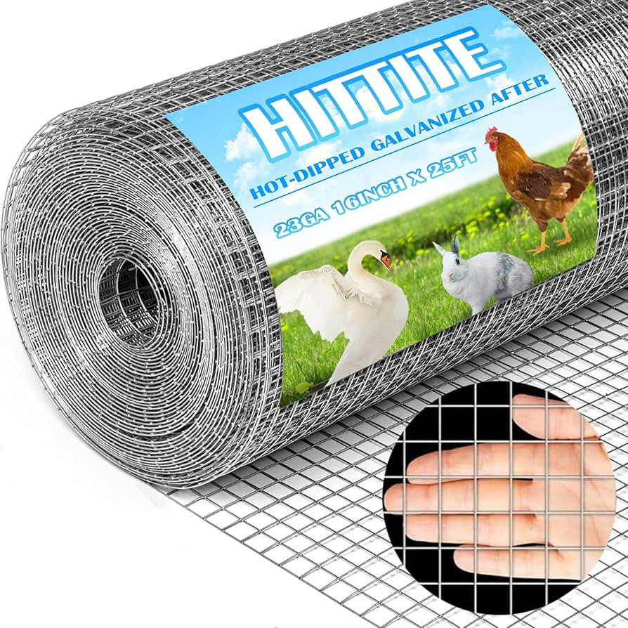 HITTITE Hardware Cloth 1/4 inch 16in x 25 ft, Hot-dip Galvanized After Welding Chicken Wire Mesh,... | Amazon (US)